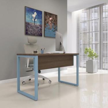 Imagem de Escrivaninha Mesa Escritório X 150cm Industrial Walnut E Azul Dali - P