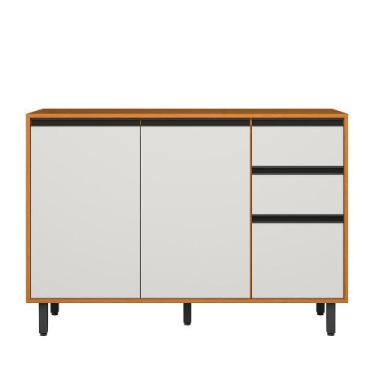 Imagem de Balcão 3 Portas 2 Gavetas com Tampo Ravena Poliman, Freijo UV/Off Acet