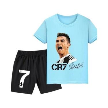 Imagem de Conjunto De Futebol Infantil Ronaldo CR7 2025 Camiseta Impressa E Shor