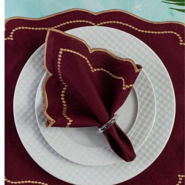 Imagem de Jogo Americano Com Guardanapo 12 Pçs Bordado em Dourado Realeza