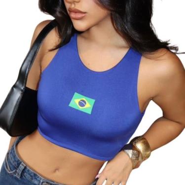 Imagem de Cropped Top Blusinha Brasil Brazil Copa Eleição - Look Dreams, Azul, T