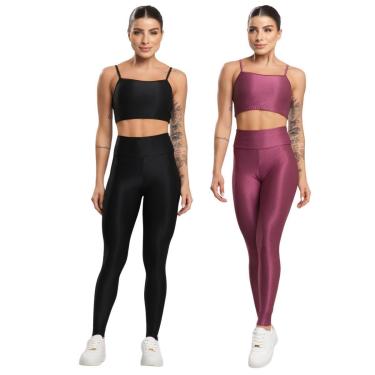 Imagem de KIT 2 Conjunto Fitness Top e Calça Esmeralda Vekyo Roupa De Academia Treino Moda Feminina Musculação-Feminino