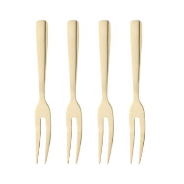 Imagem de Conjunto 4 Garfos Aço Inox para Aperitivos Dourado Wolff