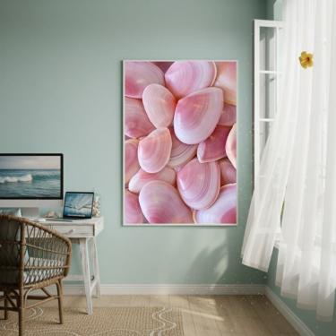 Imagem de Quadro Decorativo Conchas Marinhas Rosas-70x50cm