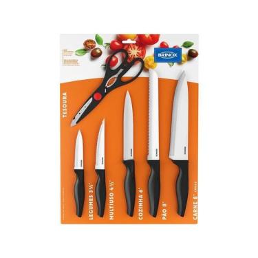 Imagem de Conjunto de Facas com 6 Peças Cross Preto - 2556/310 - BRINOX - Brinox