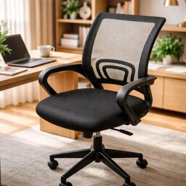 Imagem de Cadeira de Escritório Ergonômica Executiva Giratória Regulagem Altura Malha Respirável
