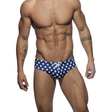 Imagem de Verão Homem Sunga Cuecas Estrela Cintura Baixa Sexy Man'e Swimwear Praia Biquíni Homens Maiôs Secagem Rápida Moda Masculina, B, XXL