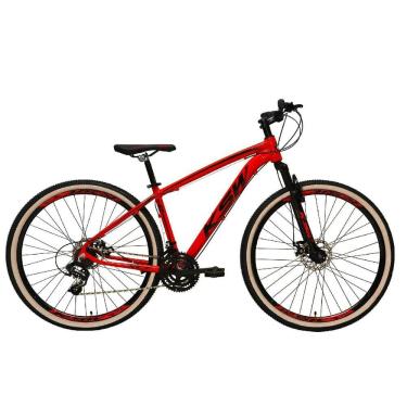 Imagem de  Bicicleta Aro 29 Ksw Xlt 24v Freio a Disco Garfo Com Suspensão Mtb 29 Alumínio Pneu com Faixa Bege - Vermelho
