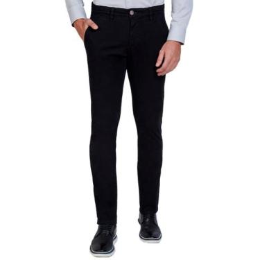 Imagem de Calça Dudalina Masculina Sarja Slim Faca Color Preta, 42