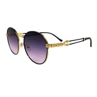Imagem de Óculos de Sol Redondo UV400 Estilo Moderno Lente Degradê Roxa-Unissex