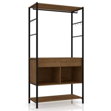 Imagem de Guarda Roupa Solteiro Closet Paris 2 Gavetas Preto/Demolição - Artefam