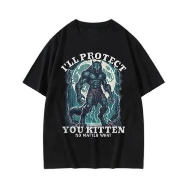 Imagem de Camiseta Feminina Engraçada Com Estampa De Gatinho E Lobo Alfa, Estilo