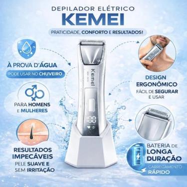 Imagem de Máquina Kemei 1847 Aparador Barba Cabelo Profissional Recarregável Pre