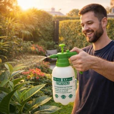 Imagem de Pulverizador Plantas Gatilho Pressão Verde Limpeza Vidros Bico Borrifa
