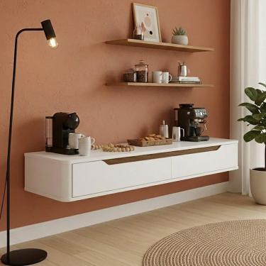 Imagem de Rack Suspenso Slim Curvo 160cm para TV até 55” Moderno Luxo MDP/MDF com Portas Basculantes - Olivar Móveis