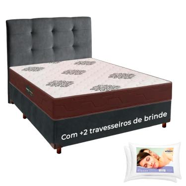 Imagem de Kit Cama Box + Cabeceira + Colchão Casal D45 + 2 Travesseiros Ortobom