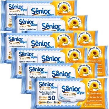 Imagem de Kit com 8 Toalha Umedecida Sênior Wipes Premium 50 Unidades Total 400