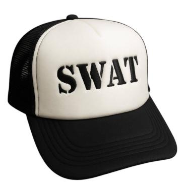 Imagem de Boné SWAT Trucker Preto e Branco Policia