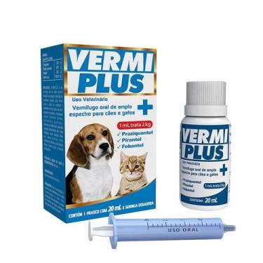 Imagem de Vermífugo Vermplus Suspensão Oral 20ml Vetbras para Cães e Gatos