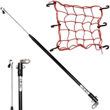 Imagem de Kit Antena Corta Pipa Cerol Linha Fio Proteção Preta Retrovisor / Rede