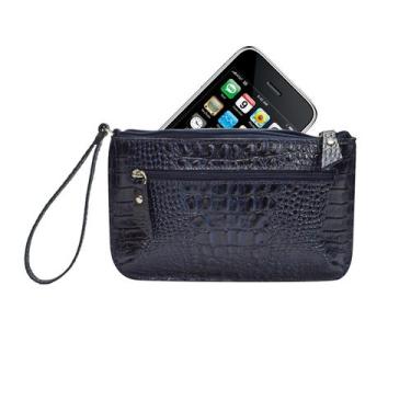 Imagem de Bolsa Clutch Carteira de Mão Porta Celular Feminina em Couro Legítimo 