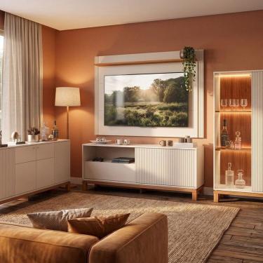 Imagem de Rack com Painel Ate 55" Mondrian com Buffet e Cristaleira com Led Mondrian Off White