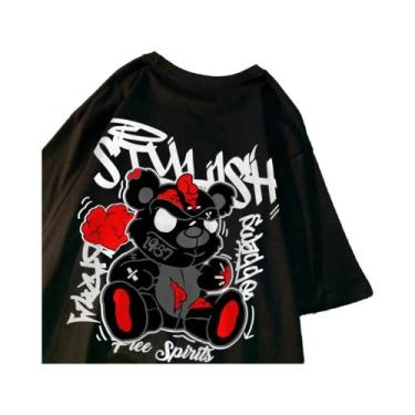 Imagem de Camisetas Com Estampa De Urso Preto Para Homens E Mulheres, Algodão De