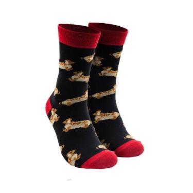 Imagem de Par de Meia 39/43 Style Cano Longo Hot Dog Preto (004HOML25550) Hoahi