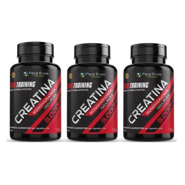 Imagem de Kit 3x Creatina Pura Monohidratada 3000mg 3x120 cps Floral-Unissex