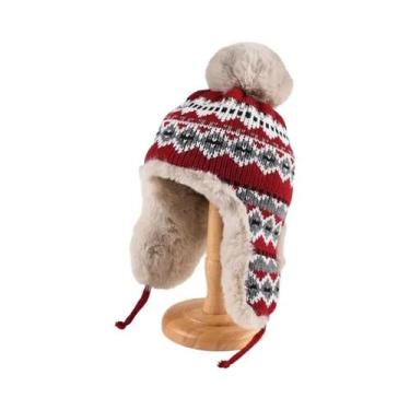 Imagem de Chapéu De Inverno Feminino Térmico Com Forro De Lã, Protetor De Orelha
