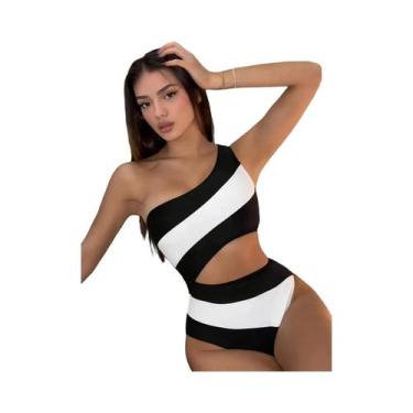 Imagem de Maiô Feminino Sexy De Uma Peça Com Ombro Único, Roupa De Praia E Pisci