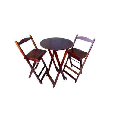 Imagem de Jogo De Bistrô Dobrável Mesa Com 2 Banquetas Para Bar imbuia - Móveis 