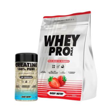 Imagem de Kit Whey Protein 900g Creatina Pura 120 Cápsulas Alta Concentração Pro