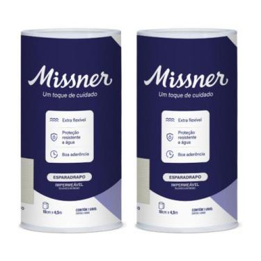 Imagem de Esparadrapo Impermeável Branco 10cm x 4,5m Missner - Kit com 2 Unidade