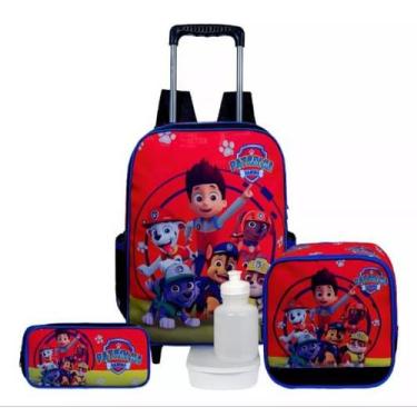 Imagem de Kit Mochila Escolar Patrulha Canina De Rodinha, Estorjo e Lancheira Té