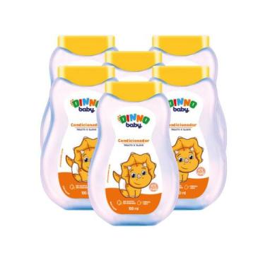 Imagem de Kit 6 Condicionadores Infantis Dinno Baby 100mL  Suavidade, Cuidado e 