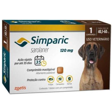 Imagem de Anti Pulgas Zoetis Simparic 120 Mg Para Cães 40,1 a 60 Kg 3 comprimido