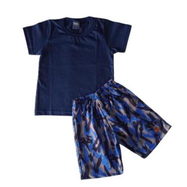 Imagem de Conjunto Bermuda Moletinho e Camiseta Marinho - SALDÃO - Mis, Azul, 2