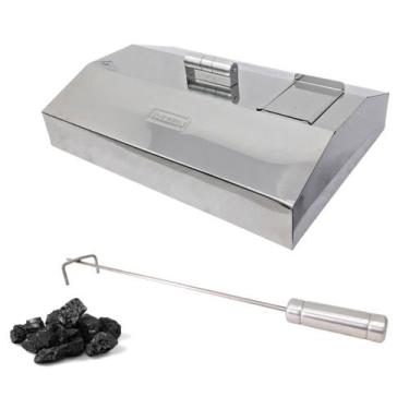Imagem de Espalhador Brasa Carvão + Abafador Inox 56cm, Churrasqueira - LAURINDO