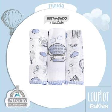 Imagem de Fralda de Pano Loupiot Temas - Caixa Azul com 3 Unidades - MINASREY