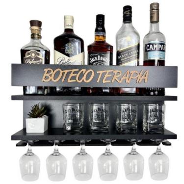 Imagem de Barzinho de Parede com Adega Vinhos - Bar de Parede Suspenso - Decoraç