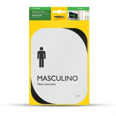 Imagem de Etiqueta sinalização clean Banheiro Masculino 13,8x18,5cm - Pimaco