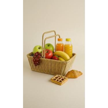 Imagem de Cesta de Piquenique Grande Palha Vime Natural - Congratulations Store