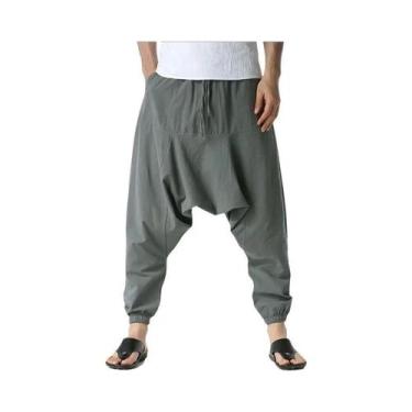 Imagem de Calças Harem Masculinas Largas De Algodão Casuais Para Yoga E Corrida,