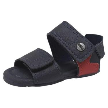 Imagem de Sandalia Infantil Menino Conforto Bebê Classic Cup Cake Klin, Marinho,