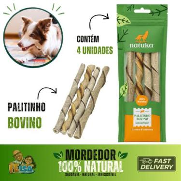 Imagem de Mordedor 100% Natural Pet Palitinho de Couro Bovino 4un para Cachorro 
