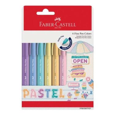 Imagem de Caneta Faber-Castell Fine Pen Colors Pastel FPBES6TPZF Triangular 6 Cores