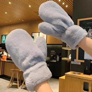 Imagem de Luvas Femininas De Inverno Quentes E Peludas, Macias, Espessas E À Pro