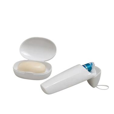 Imagem de Kit Organizador Viagem Porta Escova Dental e Saboneteira Higiene Pessoal Plástico Portátil Branco Yoi Martiplast