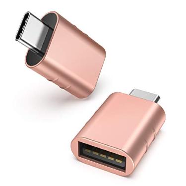 Imagem de Syntech Pacote com 2 adaptadores USB macho para USB3 fêmea compatível com iPhone 15 Pro Max iMac iPad Mini/Pro 2023 Pro MacBook Air 2020 e outros dispositivos tipo C, ouro rosa